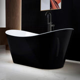 Rolande 67 in. Acrylic Freestanding Double Slipper Flat Bottom Soaking Bathtub with Drain and Overflow Included in Black - Super Arbor
