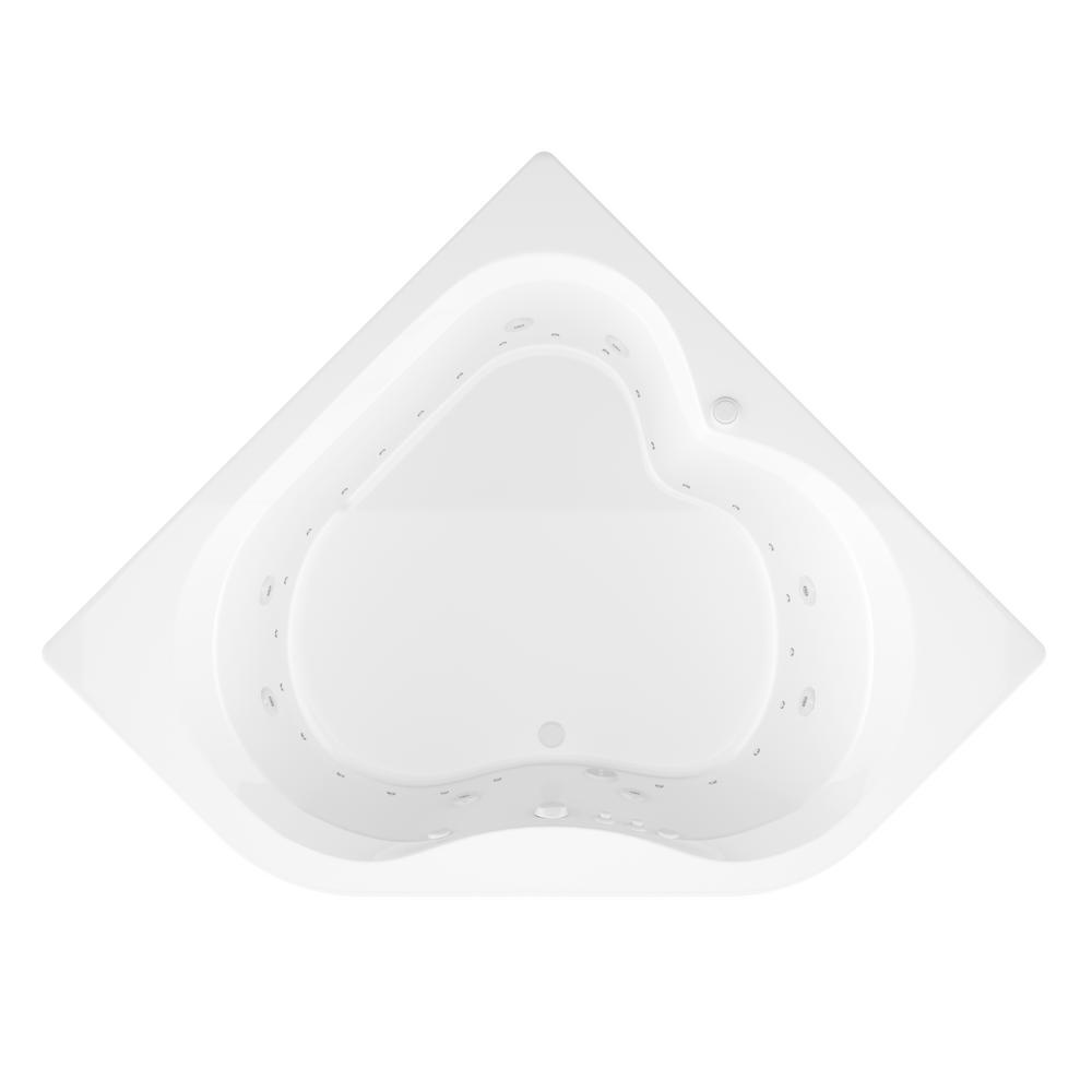 Beryl 5 ft. Acrylic Corner Drop-in Whirlpool Air Bathtub in White - Super Arbor