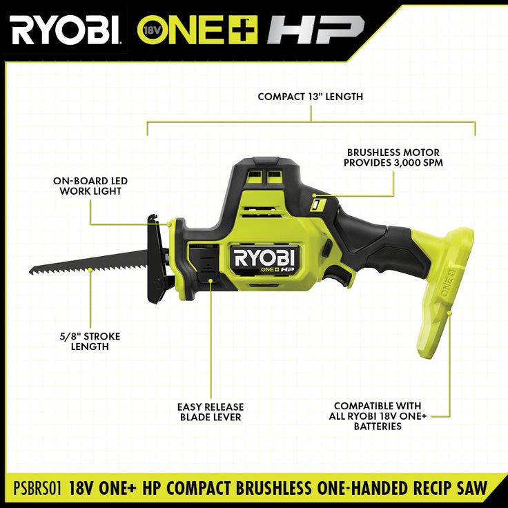 ONE+ HP 18V Brushless Cordless Compact One-Handed Reciprocating Saw (Tool Only)