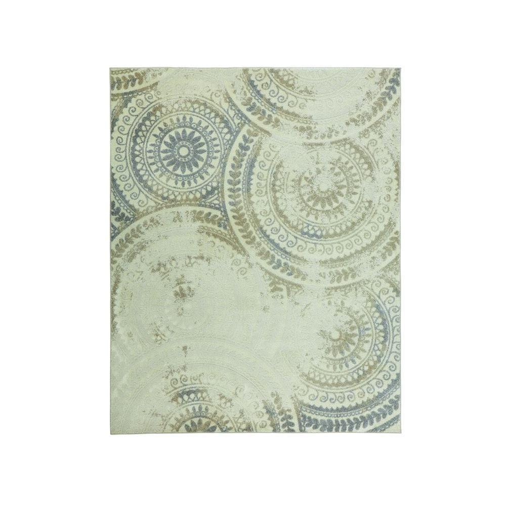Spiral Medallion Cool Gray Tones 8 ft. x 10 ft. Area Rug - Super Arbor