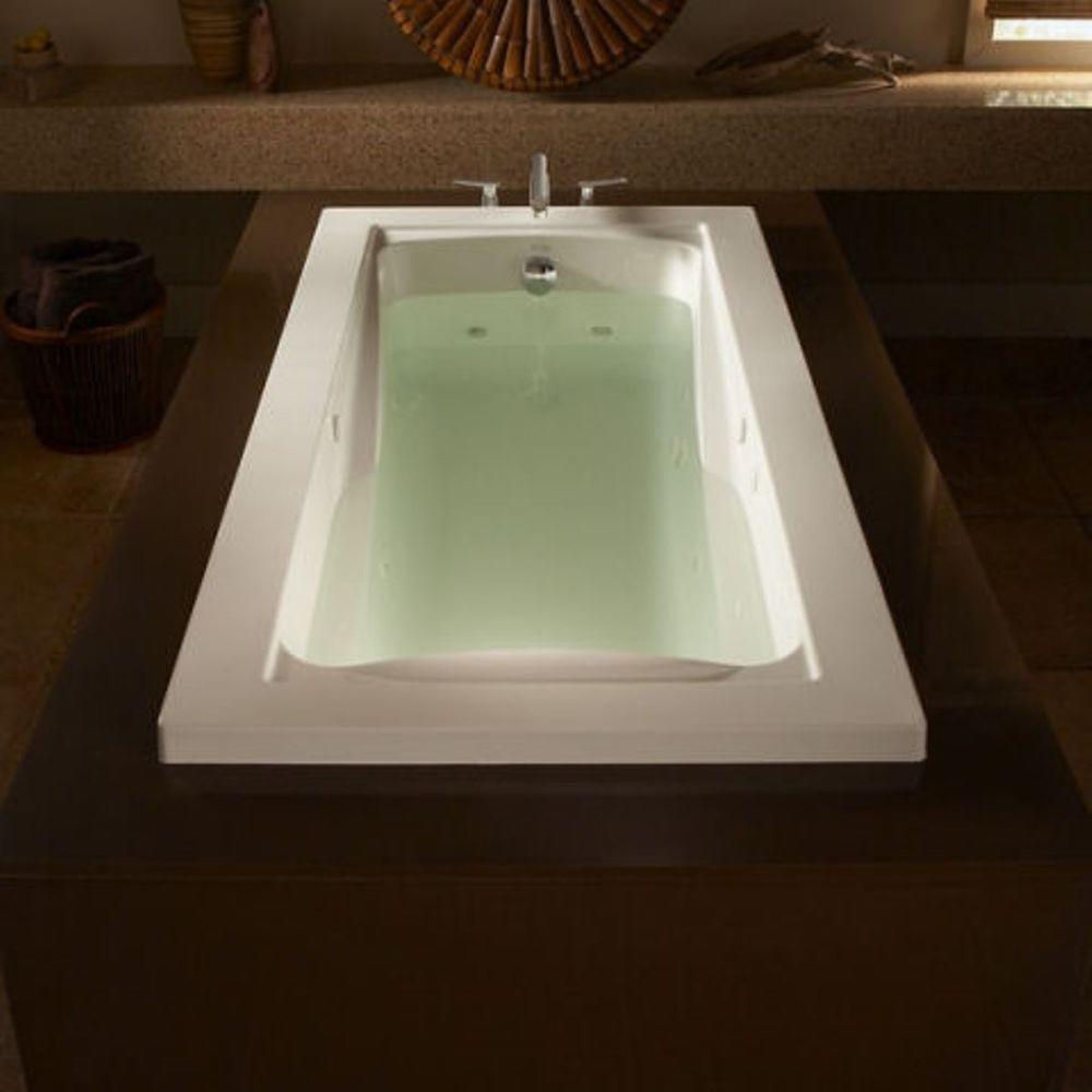 Green Tea 60 in. x 36 in. Reversible Drain EcoSilent EverClean Whirlpool Tub in White - Super Arbor