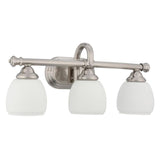 Cedar Cove 3-Light Brushed Nickel Vanity Light with Etched Opal Glass Shades