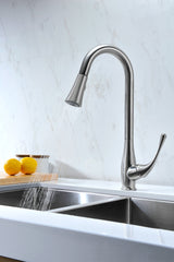 ANZZI Singer Series Single-Handle Pull-Down Sprayer Kitchen Faucet, Brushed Nickel, KF-AZ042