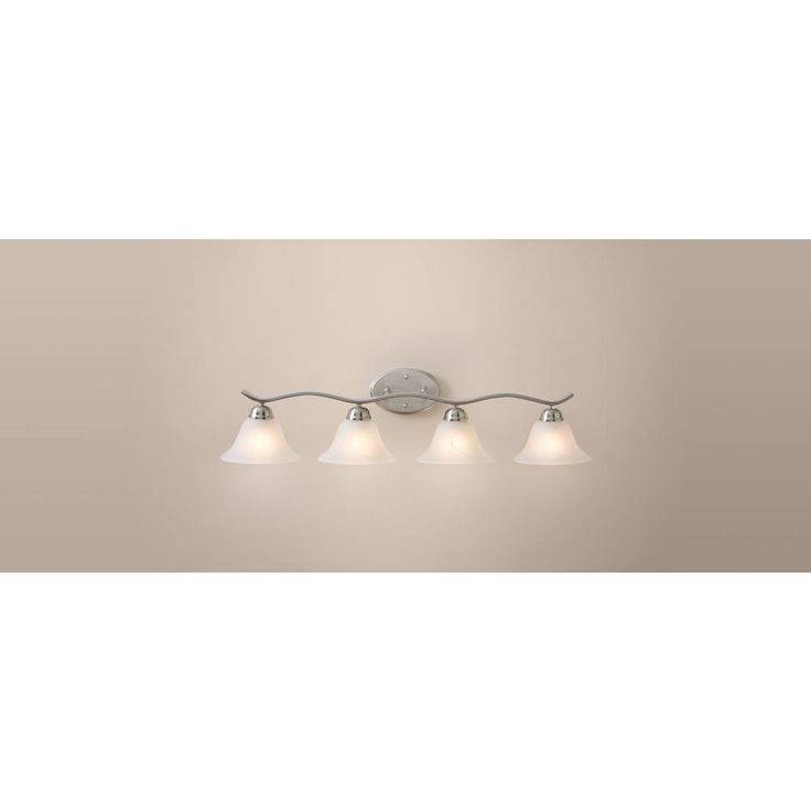 Andenne 4-Light Brushed Nickel Bath Vanity Light with Bell Shaped Marbleized Glass Shades