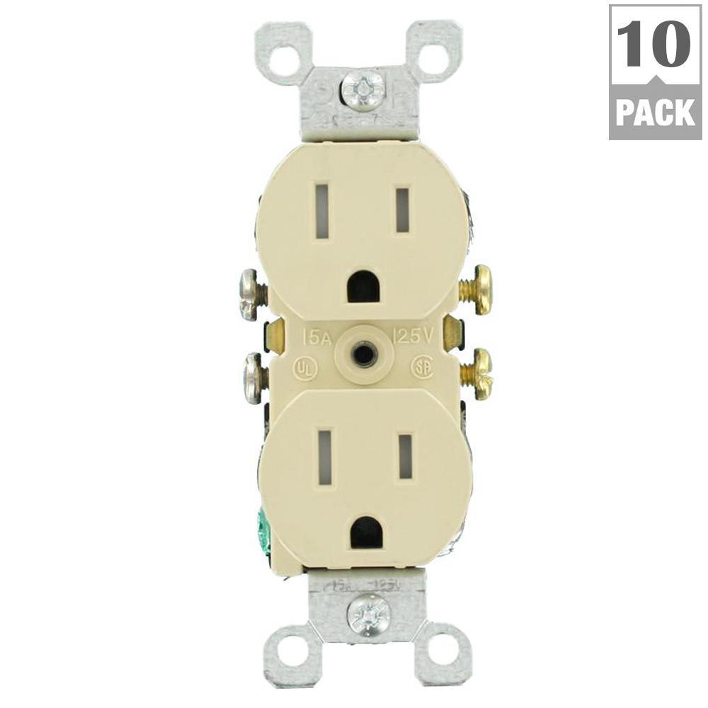 15 Amp Tamper Resistant Duplex Outlet, Ivory (10-Pack) - Super Arbor