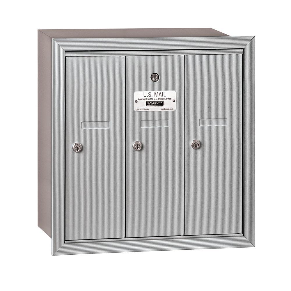Sandstone Recessed-Mounted USPS Access Vertical Mailbox with 3 Door - Super Arbor