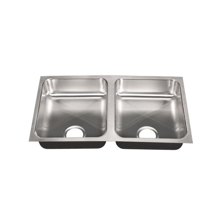 Double Bowl, Undermount Sink, ADA, 18-Gauge Stainless Steel, 2-Compartment, I.D. 18 in. x 32 in. x 5.5 in. - DCR