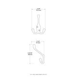 4 in. Chrome Triple Wall Hook (4-Pack)