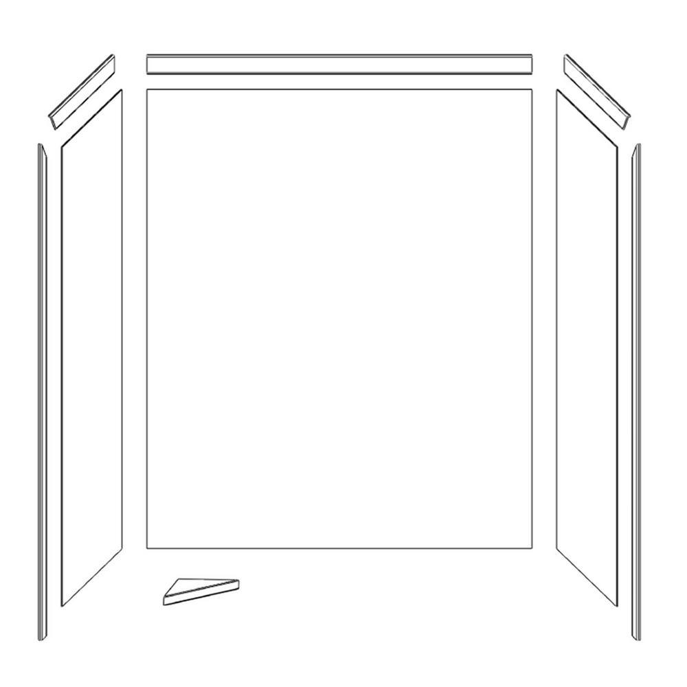 Royale 36 in. x 60 in. x 80 in. 11-Piece Easy Up Adhesive Alcove Bathtub/Shower Wall Surround in Calacatta White - Super Arbor