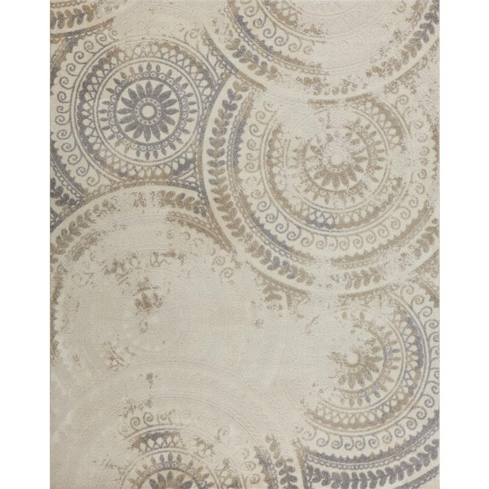 Spiral Gray 7 ft. x 9 ft. Geometric Medallion Area Rug - Super Arbor