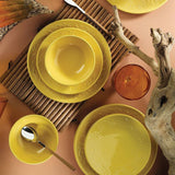 Kutahya Ivy Collection 16-Piece Yellow Embossed Earthenware Dinnerware Set