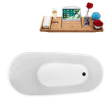 59 in. Acrylic Flat Bottom Non-Whirlpool Bathtub in Glossy White - Super Arbor