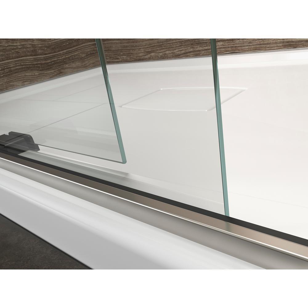 Levity 59 in. x 62 in. Semi-Frameless Sliding Tub Door in Matte Nickel with Handle - Super Arbor