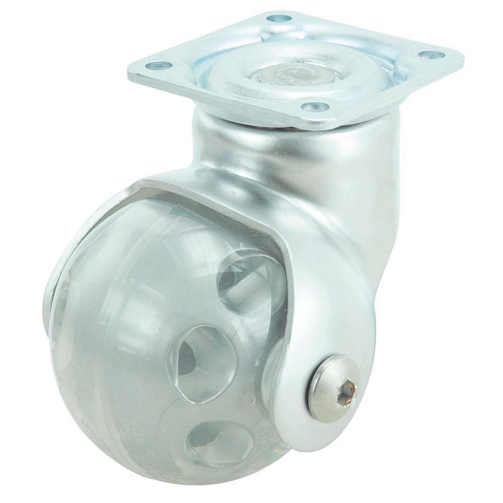 1-31/32 in. Satin. chrome and Gray Swivel Without Brake Plate Caster, 66.1 lb. Load Rating - Super Arbor