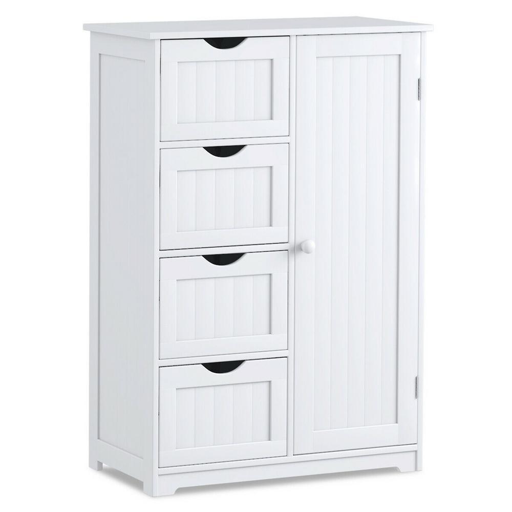 Decora Ready to Assemble 12 in. x 32 in. x 22 in. Wooden 4-Drawer Bath Cabinet Storage Cupboard with 2-Shelves in White - Super Arbor