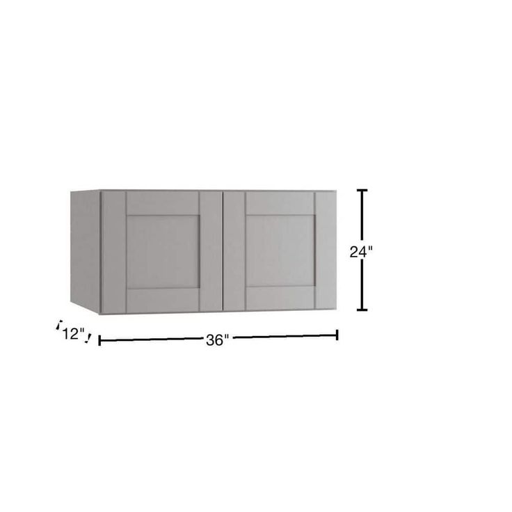 Home Decorators Collection Washington Veiled Gray Plywood Shaker Assembled Wall Kitchen Cabinet Soft Close 36 in W x 12 in D x 24 in H