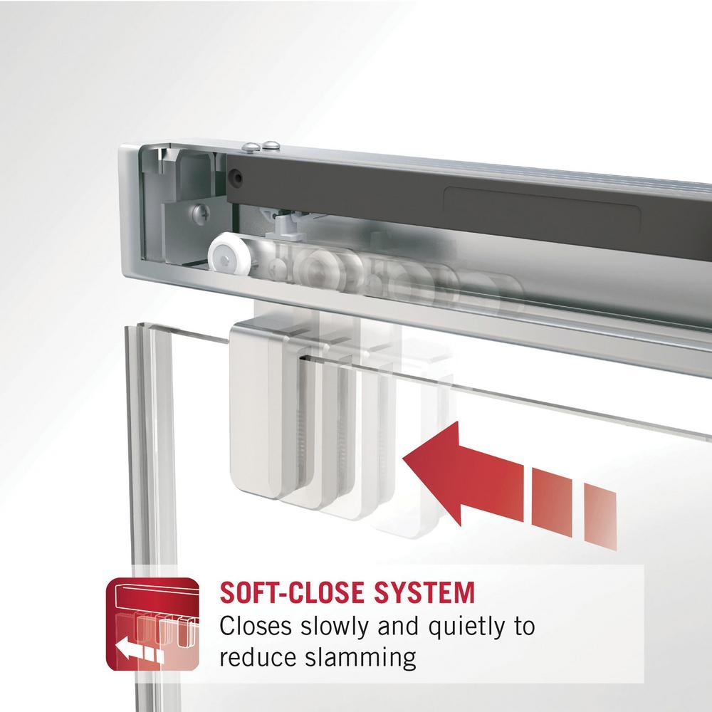 Lyndall 60 x 59-1/4 in. Frameless Mod Soft-Close Sliding Bathtub Door in Nickel with 3/8 in. (10mm) Clear Glass - Super Arbor
