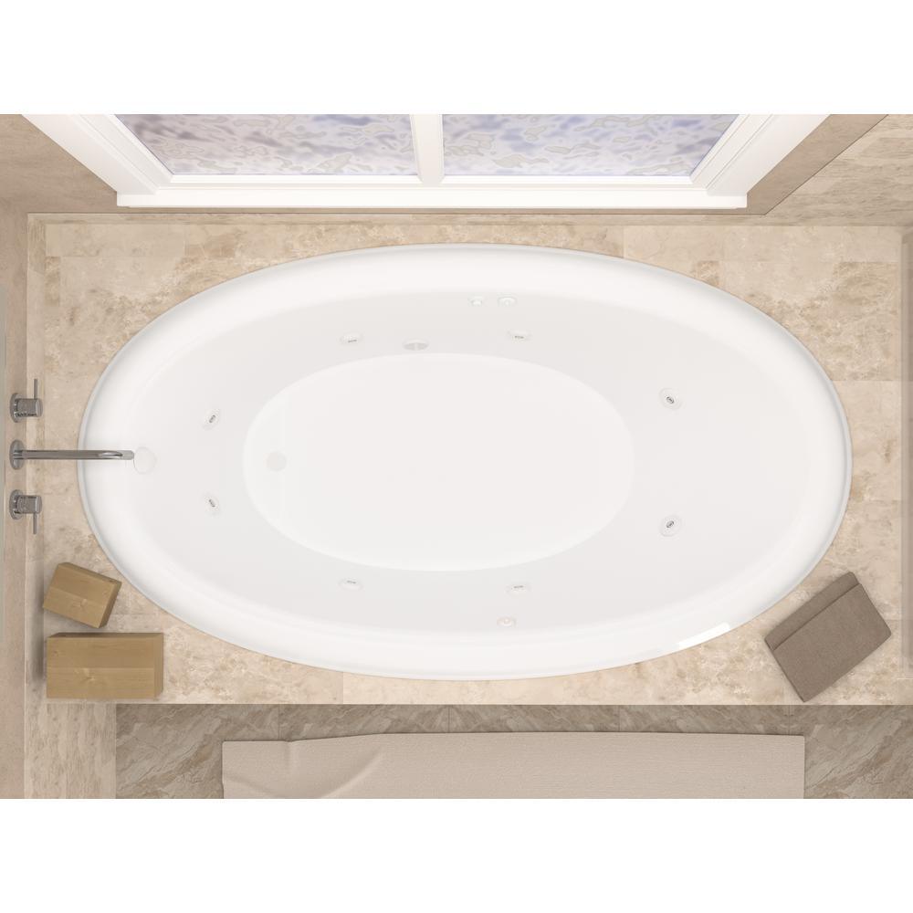Topaz 60 in. Oval Drop-in Whirlpool Bath Tub in White - Super Arbor