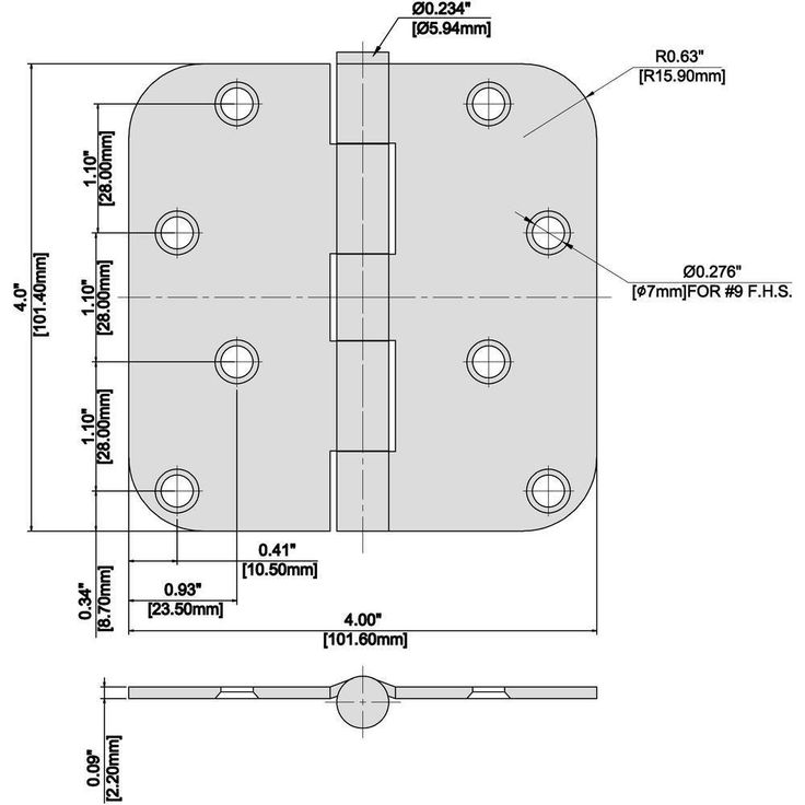 4 in. Satin Nickel 5/8 in. Radius Door Hinge