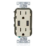 3.6A USB Dual Type A In-Wall Charger with 15 Amp Tamper-Resistant Outlets, White - Super Arbor