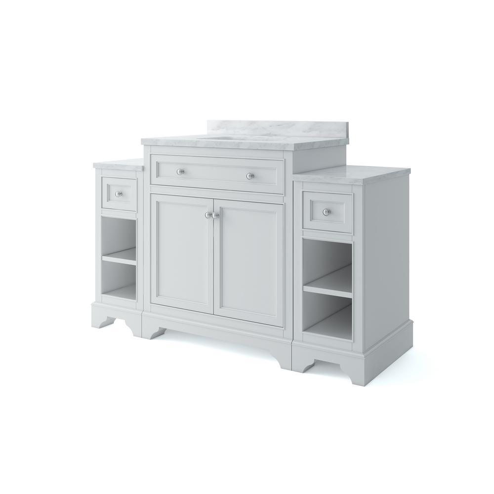 Mornington 54 in. W x 21 in. D Single Bath Vanity in White with Marble Vanity Top in White with White Sink - Super Arbor