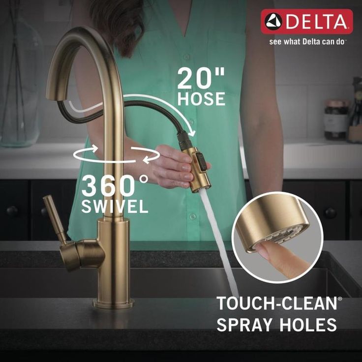 Delta Trask Champagne Bronze 1-Handle Deck-Mount Pull-Down Handle Kitchen Faucet (Deck Plate Included)