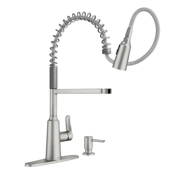 Moen Edwyn Spot Resist Stainless 1-Handle Deck-Mount Pull-Down Handle Kitchen Faucet (Deck Plate Included)