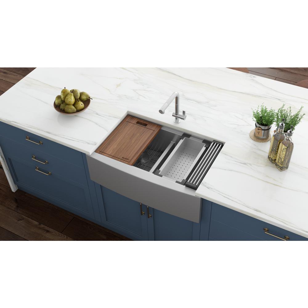 Apron-Front Stainless Steel 36 in. 16-Gauge Workstation 50/50 Double Bowl Farmhouse Kitchen Sink - Super Arbor