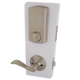 Castle Satin Nickel Electronic Single Cylinder Deadbolt with Naples Passage Lever Combo Pack