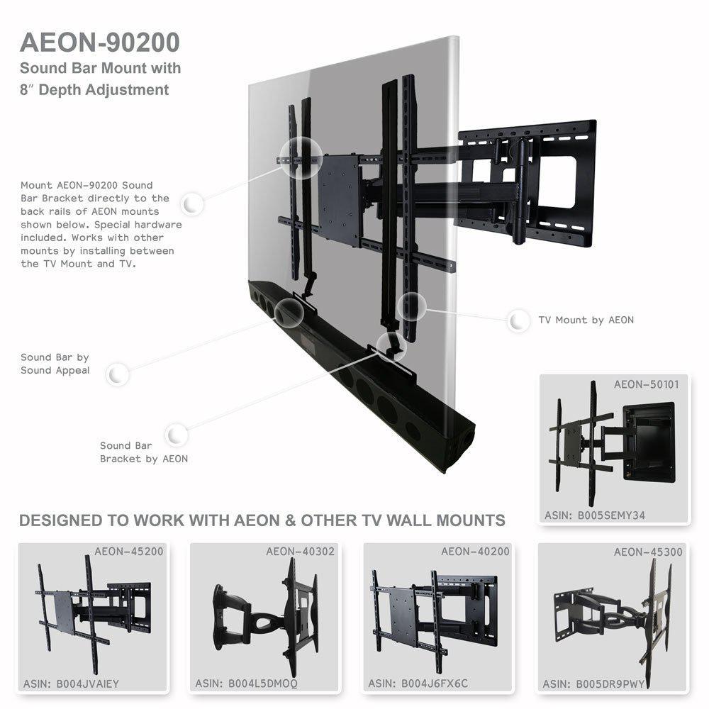 Soundbar Speaker Mount with Depth Adjustments for TV Wall Mount Brackets by Aeon - Super Arbor