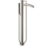 Soho 59.75 in. Acrylic Flatbottom Center Drain Soaking Tub in White with Floor Mounted Faucet in Brushed Nickel - Super Arbor