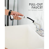 Complete 22.875 in. x 23.5 in. White 19 Gal. Utility Sink Set with Non-Metallic Chrome Finish Pull-Out Faucet - Super Arbor