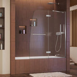 DreamLine Aqua Ultra 48 in. W x 58 in. H Semi-Frameless Hinged Tub Door, Brushed Nickel