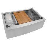 Apron-Front Stainless Steel 33 in. 16-Gauge Workstation Single Bowl Farmhouse Kitchen Sink - Super Arbor