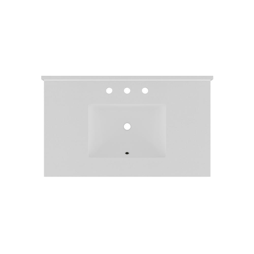 61 in. W x 22 in. D Quartz Double Basin Vanity Top in Snow White with White Basins - Super Arbor