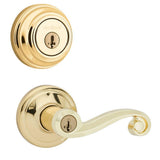 Lido Satin Nickel Exterior Entry Door Lever and Single Cylinder Deadbolt Combo Pack Featuring SmartKey Security - Super Arbor
