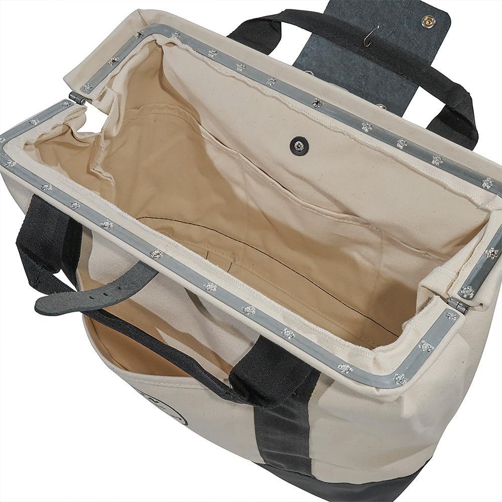 Tool Bag, Canvas with Leather Bottom, 11 Pockets, 18-Inch - Super Arbor