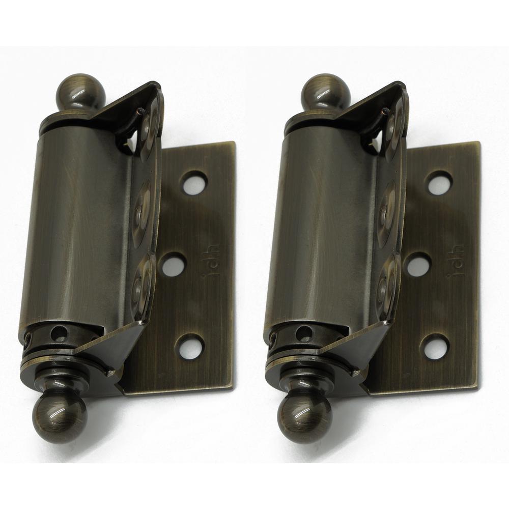 1-1/2 in. x 2-3/4 in. Solid Brass Adjustable Half Surface Screen Door Hinge with Ball Finials in Matte Black(1-Pair) - Super Arbor