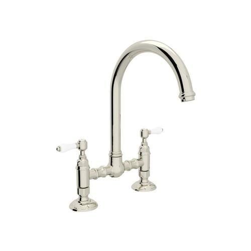 Rohl Country Kitchen Polished Nickel 2-Handle Deck-Mount Bridge Handle Kitchen Faucet