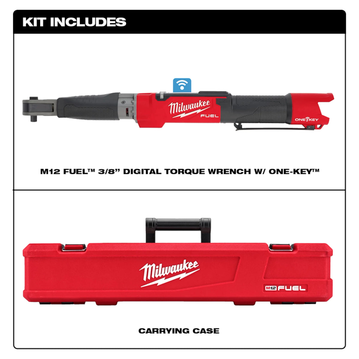 Milwaukee M12 FUEL ONE-KEY 12V Brushless 3/8 in. Digital Torque Wrench (Tool-Only), 10–100 ft-lbs