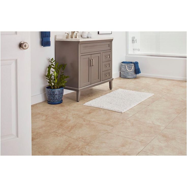 TrafficMaster Portland Stone Beige 18 in. x 18 in. Glazed Ceramic Floor and Wall Tile (17.44 sq. ft. / case)