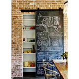 48 in. Frosted Black Sliding Barn Door Hardware Track Kit for Single Door with Non-Routed Floor Guide - Super Arbor