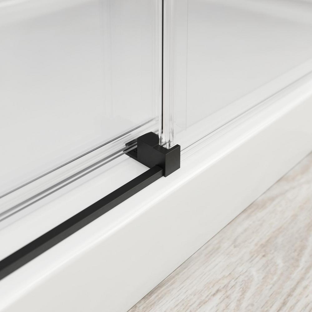 Commix 48 in. x 76 in. Frameless Sliding Shower Door in Matte Black with 5/16 in. (8 mm) Clear Glass - Super Arbor