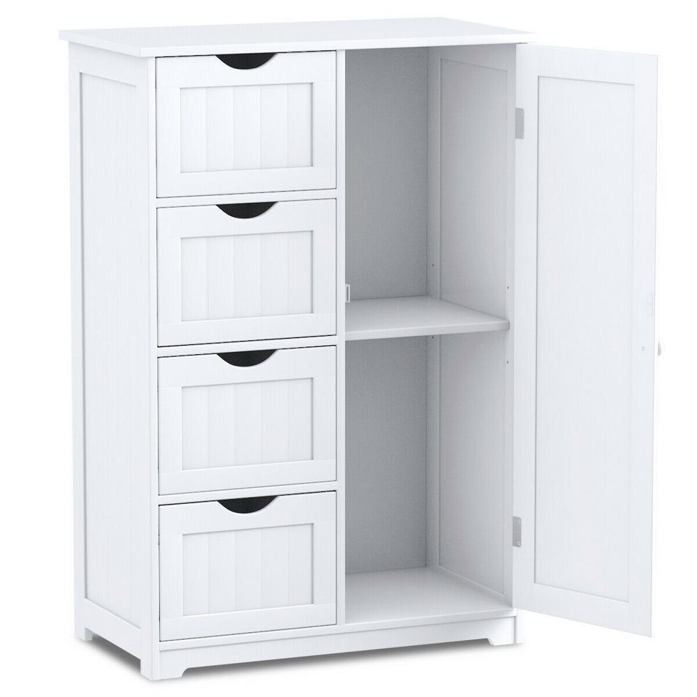 Decora Ready to Assemble 12 in. x 32 in. x 22 in. Wooden 4-Drawer Bath Cabinet Storage Cupboard with 2-Shelves in White - Super Arbor