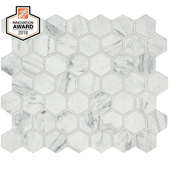 Lifeproof Carrara 10 in. x 12 in. x 6.35mm Ceramic Hexagon Mosaic Floor and Wall Tile (0.81 sq. ft. / piece)