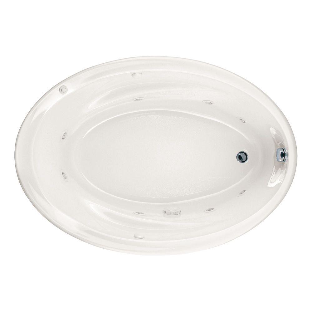 Savona 60 in. x 42 in. Oval Drop-In Whirlpool Bathtub in White - Super Arbor