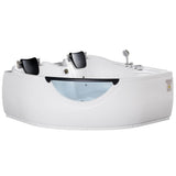 60 in. Center Drain Corner Alcove Whirlpool Bathtub in White - Super Arbor