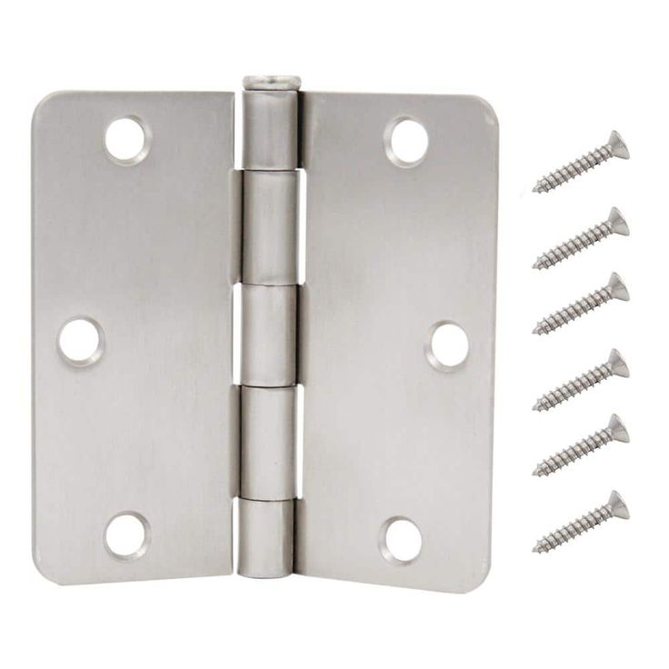3-1/2 in. x 1/4 in. Radius Satin Nickel Door Hinge Value Pack (12-Pack)