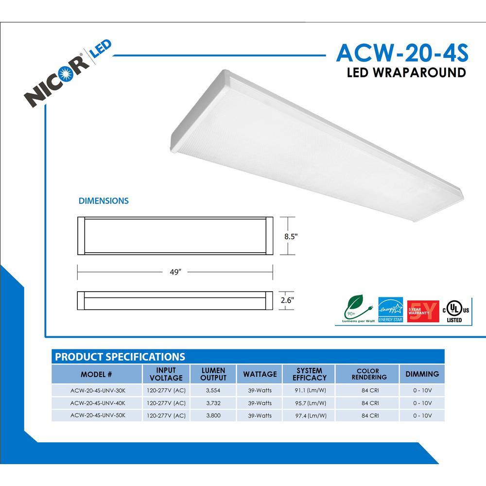 ACW 120-Watt Equivalent White Integrated LED Wraparound Ceiling Light Fixture, 5000K - Super Arbor