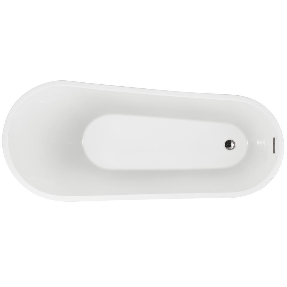 59 in. Acrylic Stand Alone Flatbottom Freestanding Bathtub in Black - Super Arbor